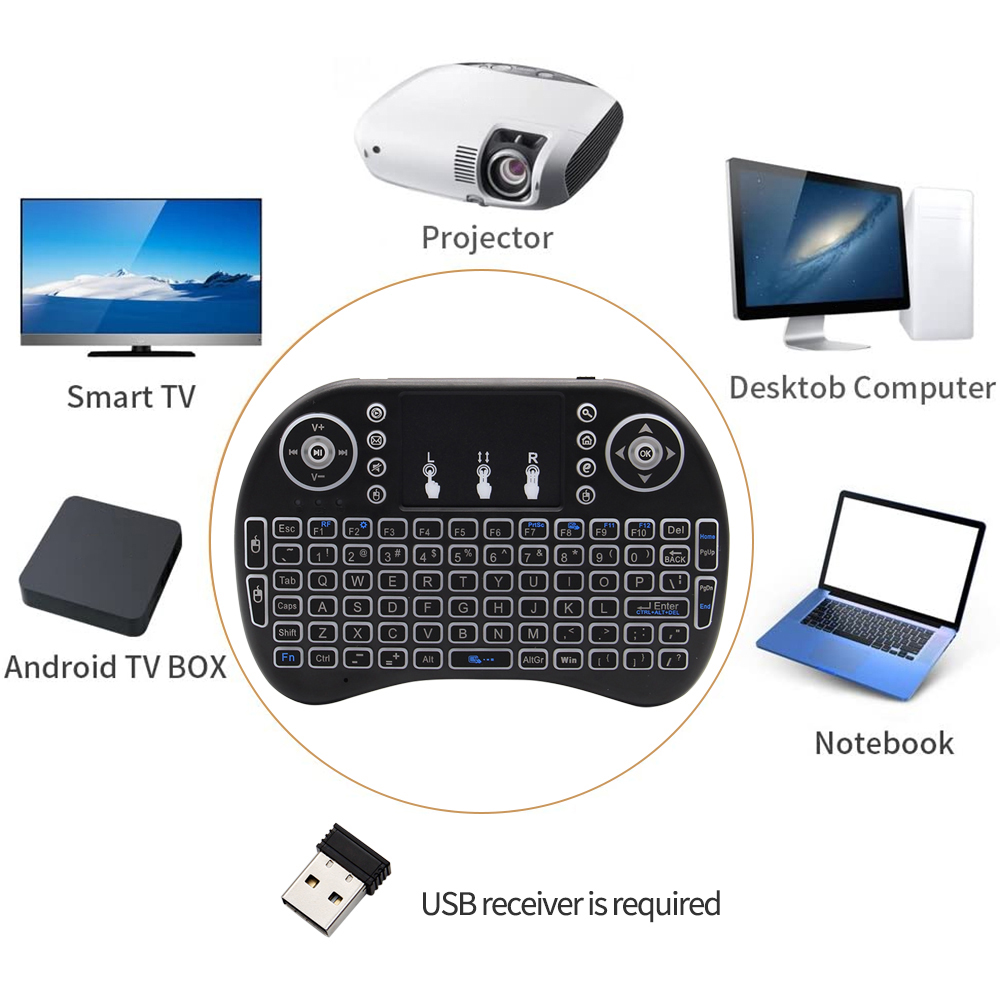 Backlit English Russian French - Mini Wireless Mouse recension och pris